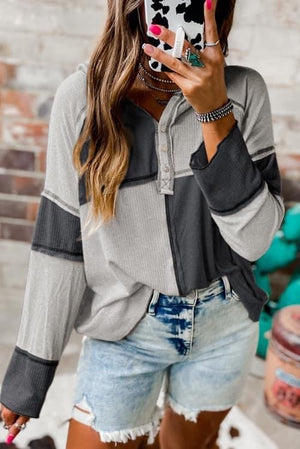 Gray color block long sleeve