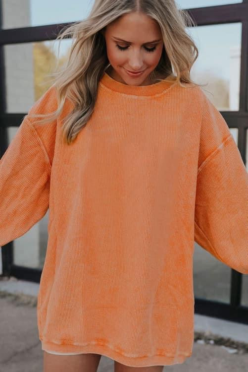 Orange ribbed pullover