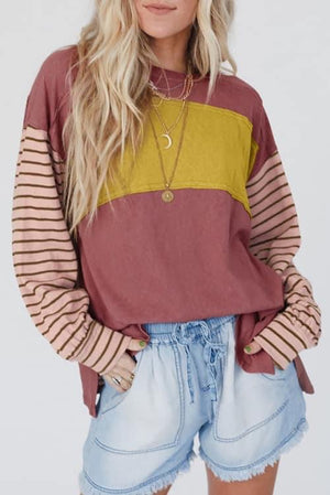 Colorblock bishop sleeve top