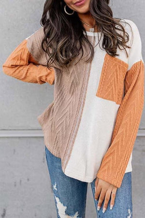 Orange color block long sleeve