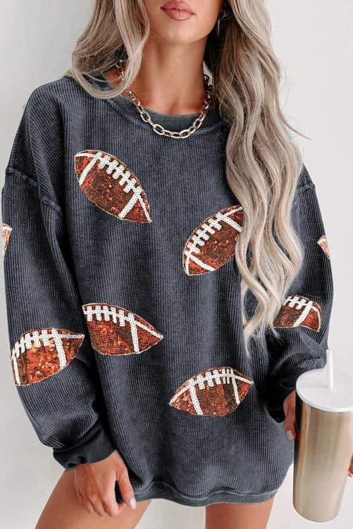 Football sequin pullover