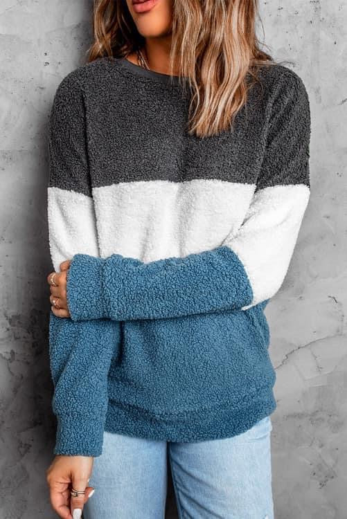 Blue plush sweater