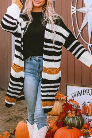 Stripe drop shoulder cardigan