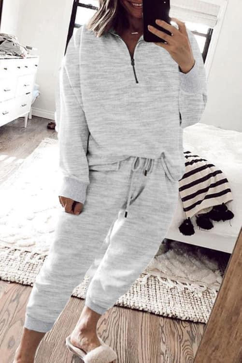 Gray Half zip lounge set