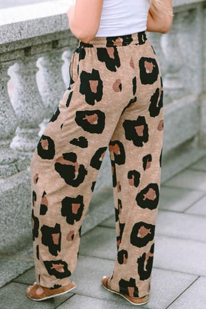 Brown leopard joggers