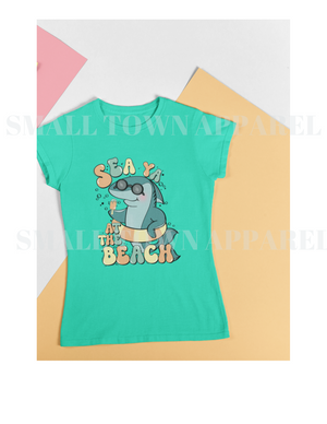 Sea Ya At The Beach Orange Graphic Tee