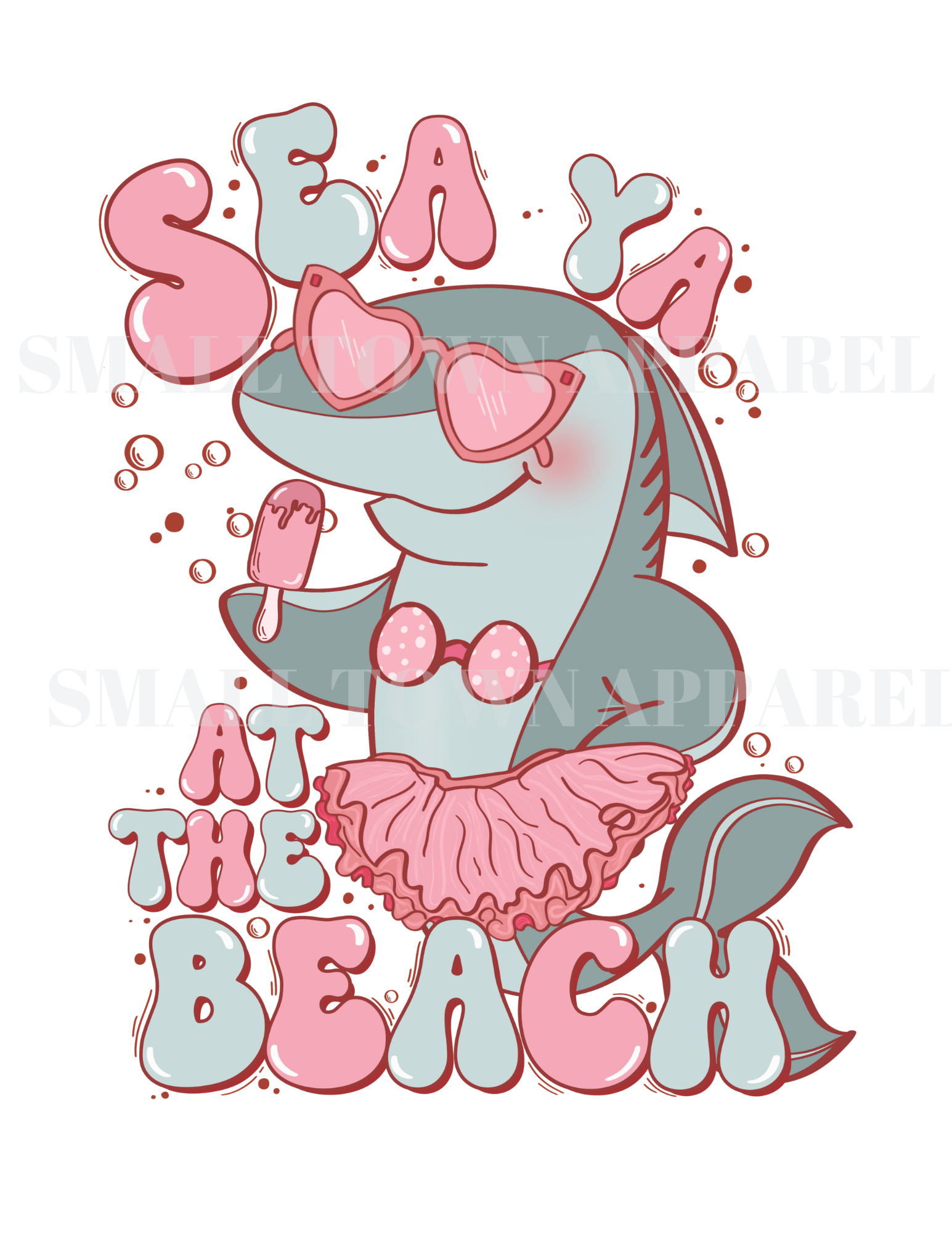 Sea Ya At The Beach Pink Graphic Tee