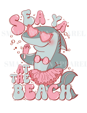 Sea Ya At The Beach Pink Graphic Tee