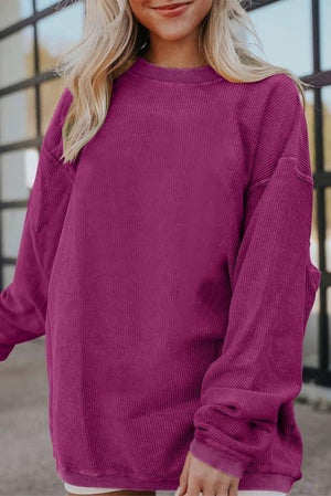 Fuchsia ribbed long sleeve top