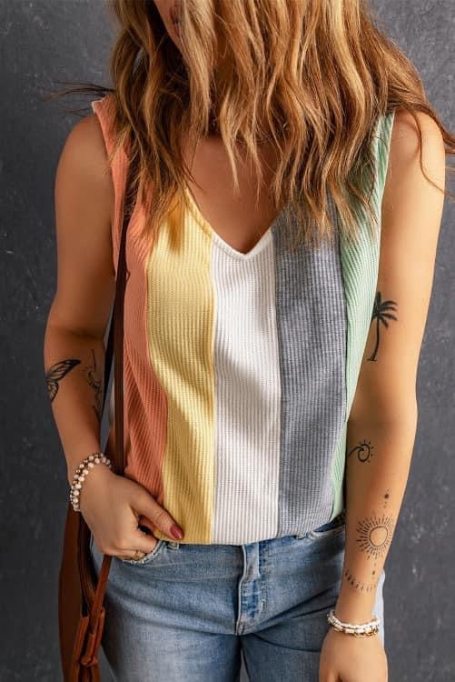 Multicolor waffle knit top