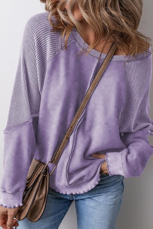 Purple waffle knit top