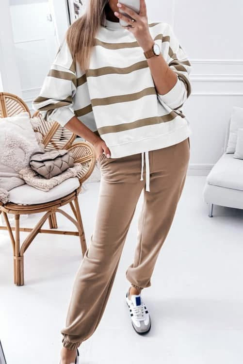 Beige crew and jogger set