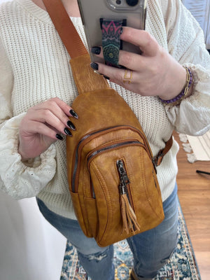 Camel cross body bag