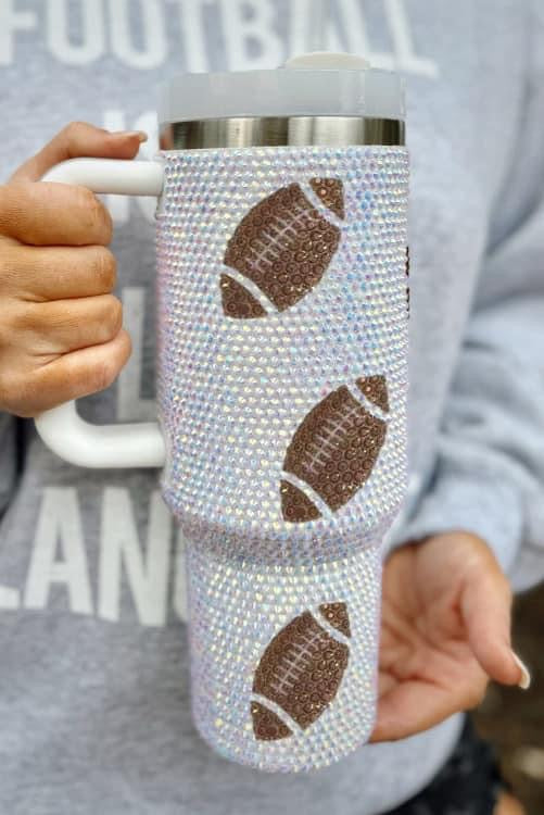 Football sequin tumbler