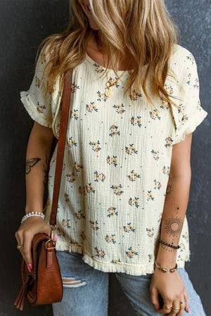 Beige floral tee