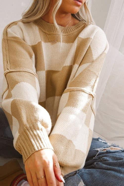 Comfy checkered sweater