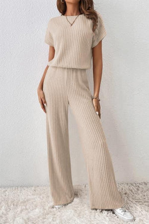 Beige Ribbed jumpsuit