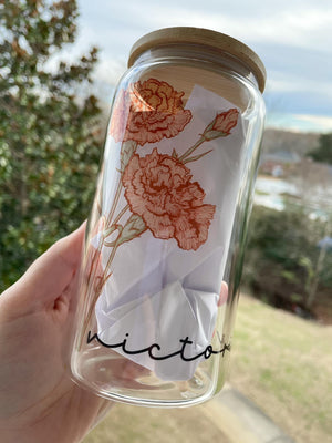 Birth flower glass tumbler