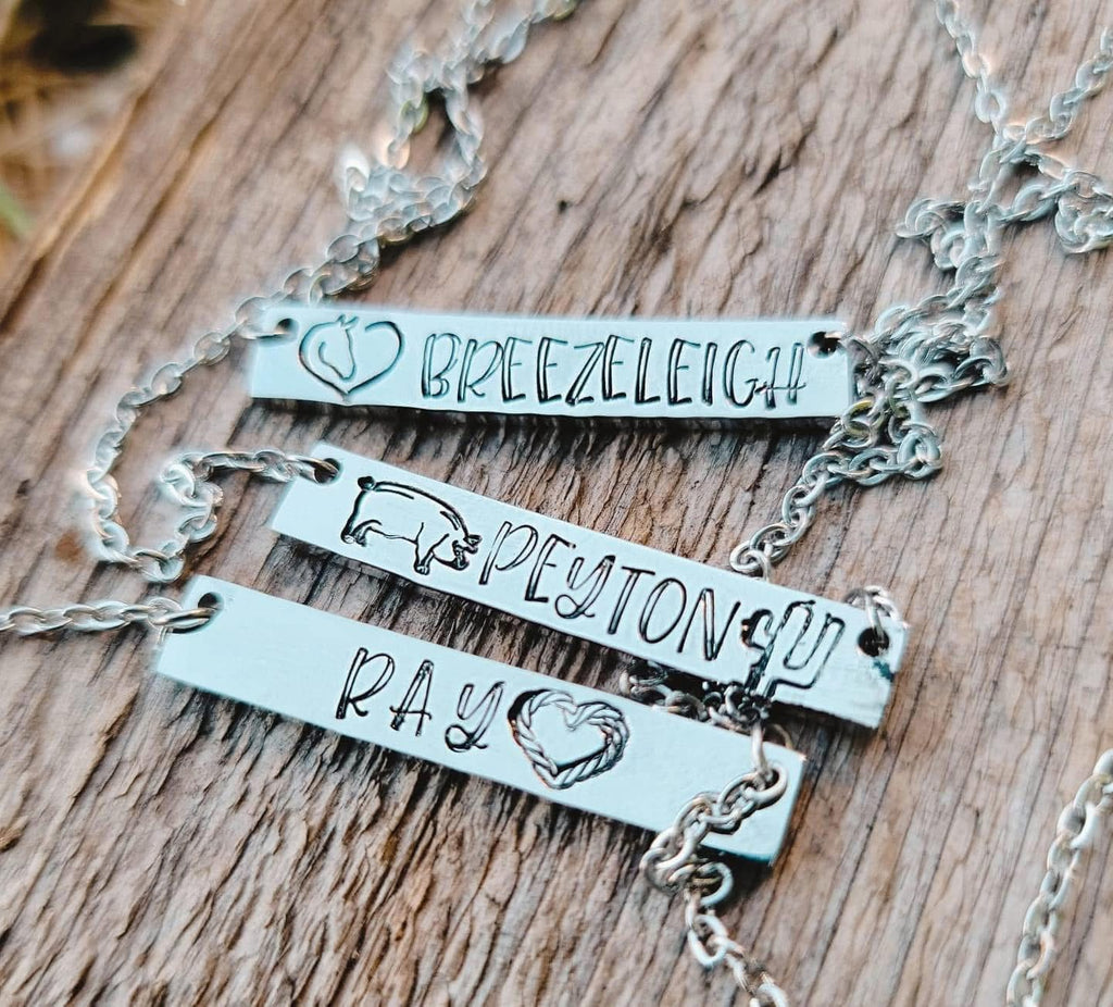 Personalized name bar necklaces