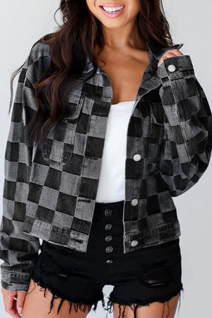 Denim black checkered jacket