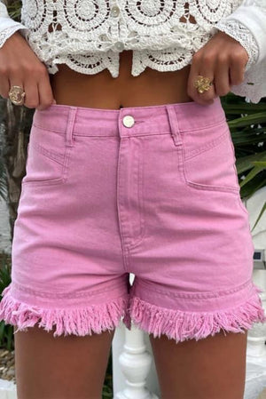 Frayed pink shorts