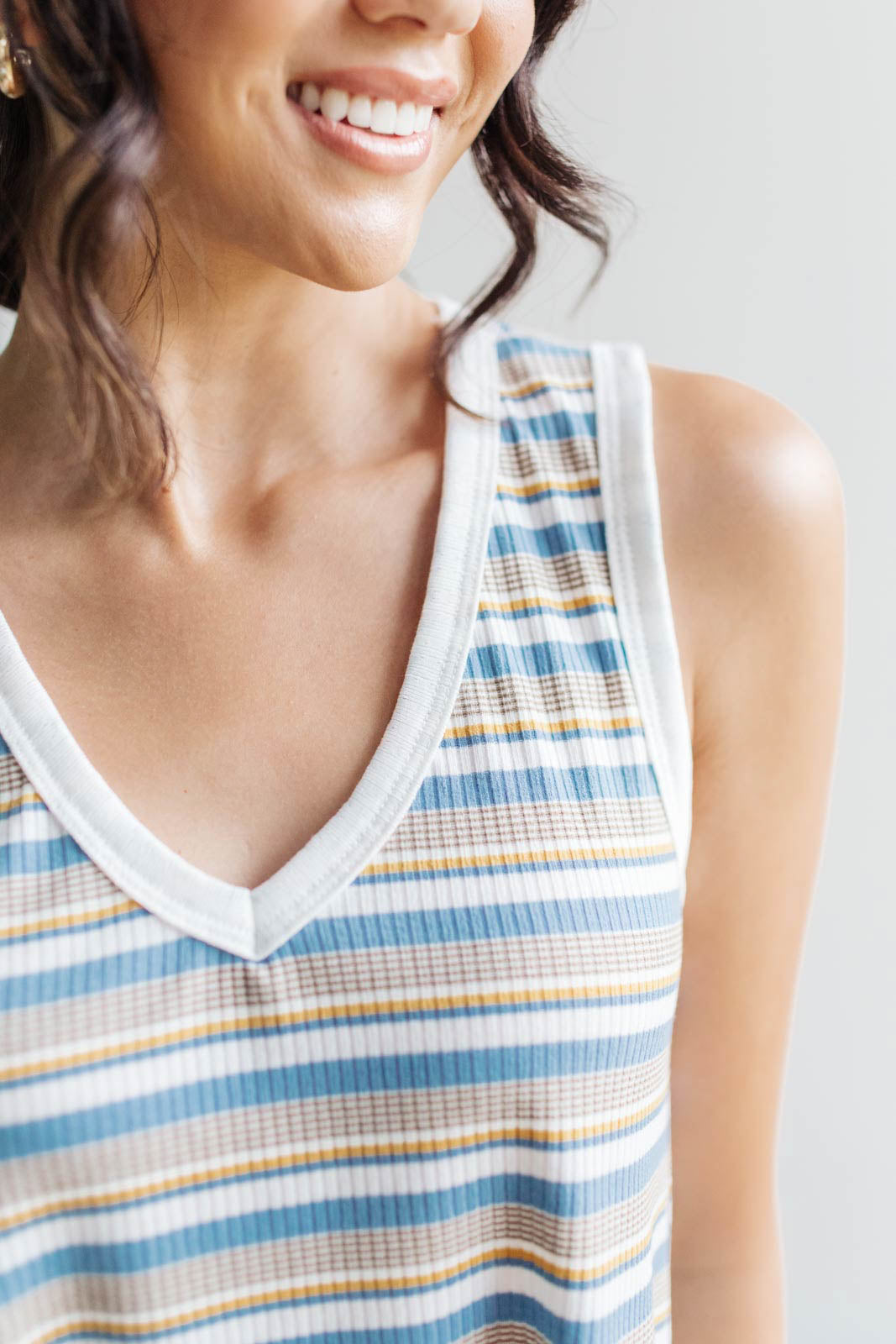 Emery Striped Tank in Blue