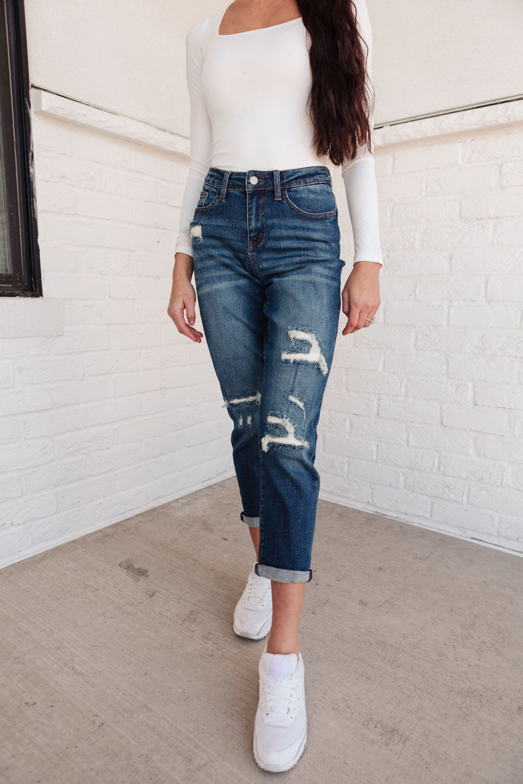 Mid-Rise Thermal Boyfriend Jeans