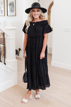 Olivia Tiered Maxi Dress in Black