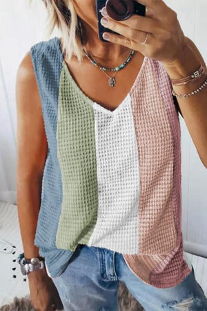 Multicolor waffle knit top