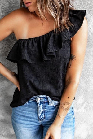 One shoulder ruffle top